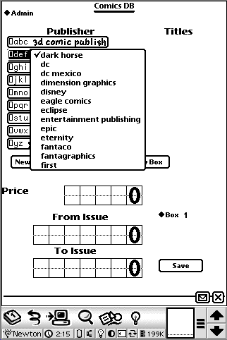 Comics App Publisher list detail screen